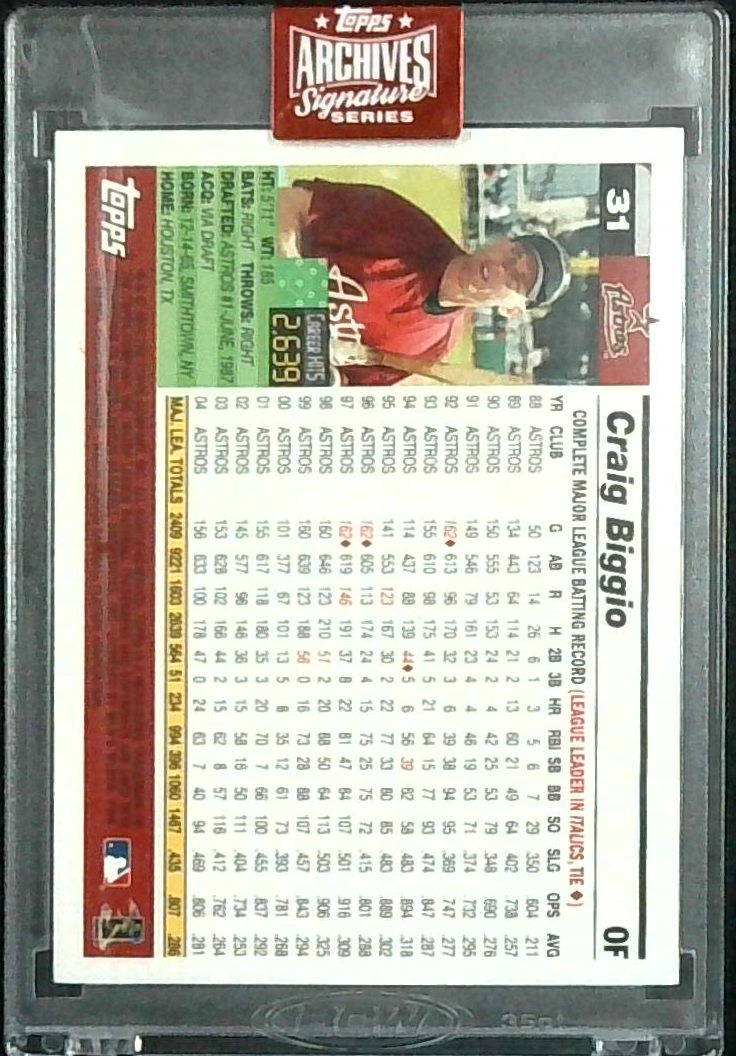 2023 Topps Archives Signature Series Craig Biggio 1/1 Encased Auto Astros