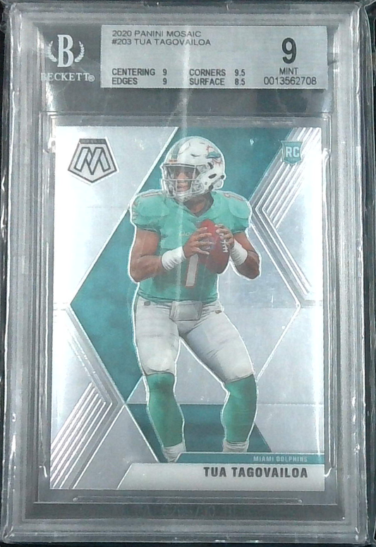 2020 Panini Mosaic Rookies Tua Tagovailoa #203 BGS 9 Rookie