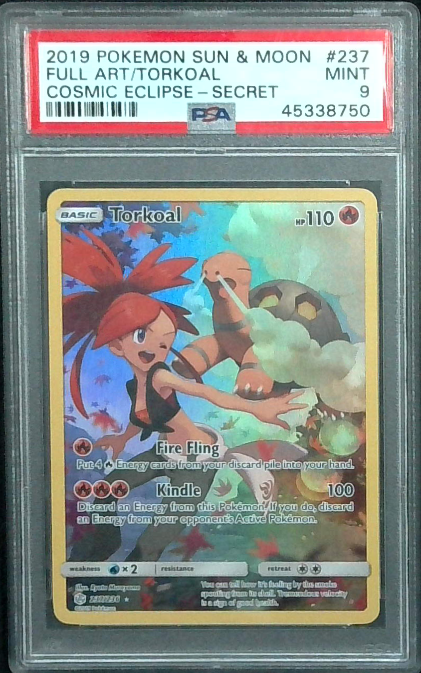 Torkoal #237 Full Art Rare 2019 Pokemon Sun & Moon Cosmic Eclipse PSA 9