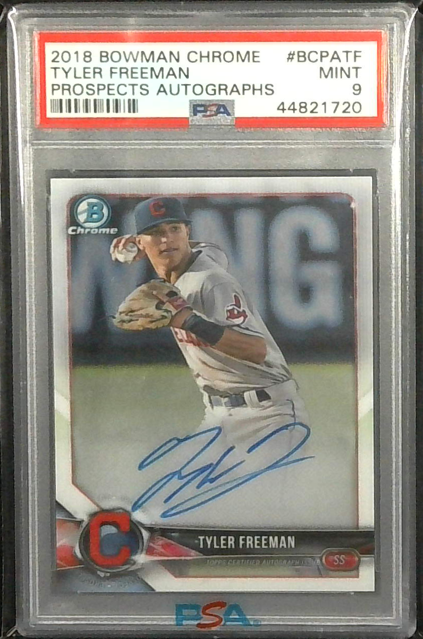 2018 BOWMAN CHROME TYLER FREEMAN PROSPECTS AUTOGRAPHS #BCPATF PSA 9