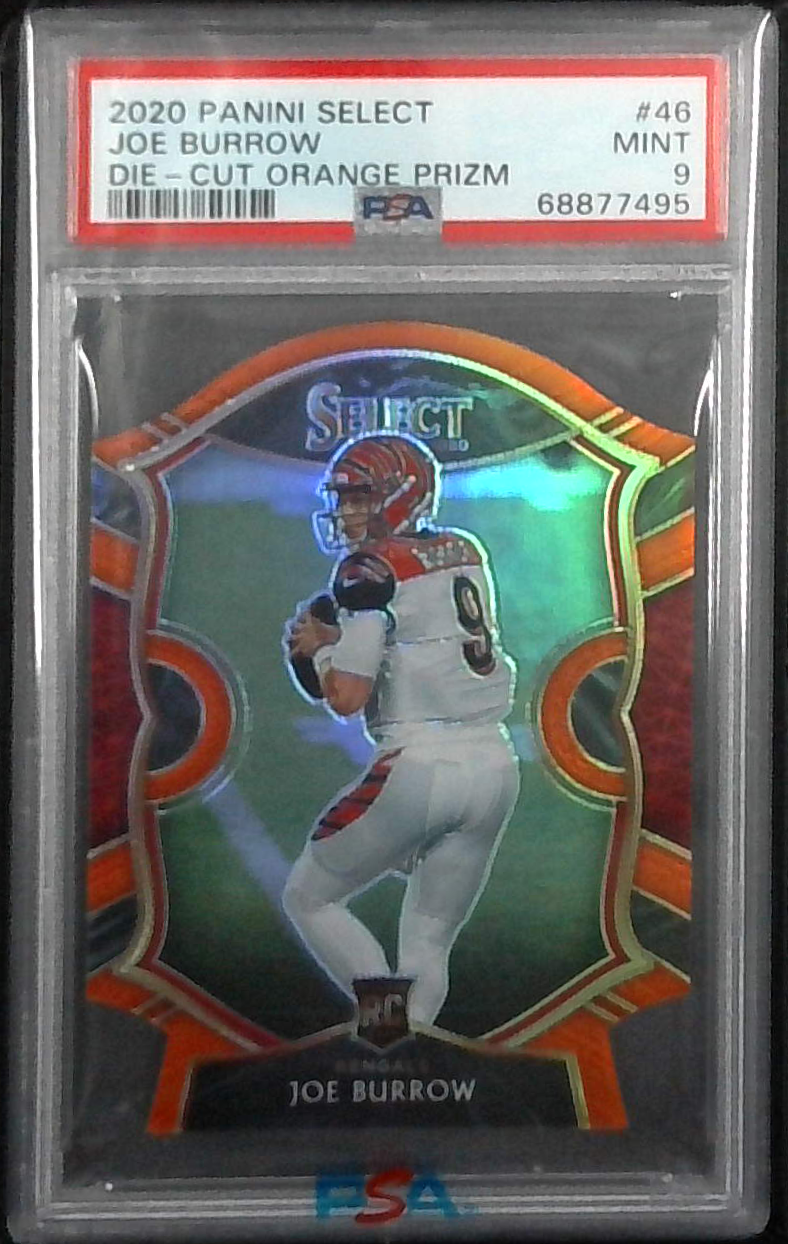 2020 SELECT CONCOURSE ROOKIE ORANGE DIE CUT JOE BURROW RC PSA 9