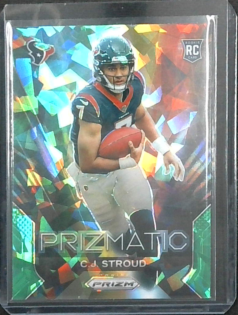2023 Panini Prizm CJ Stroud Prizmatic Rookie Card Green Cracked Ice