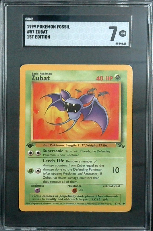1999 pokemon Fossil 1st Edition Zubat SGC 7