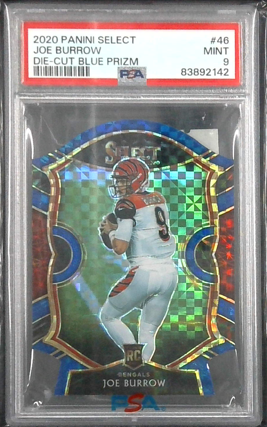 2020 Panini Select JOE BURROW RC Blue Prizm Die-Cut PSA 9