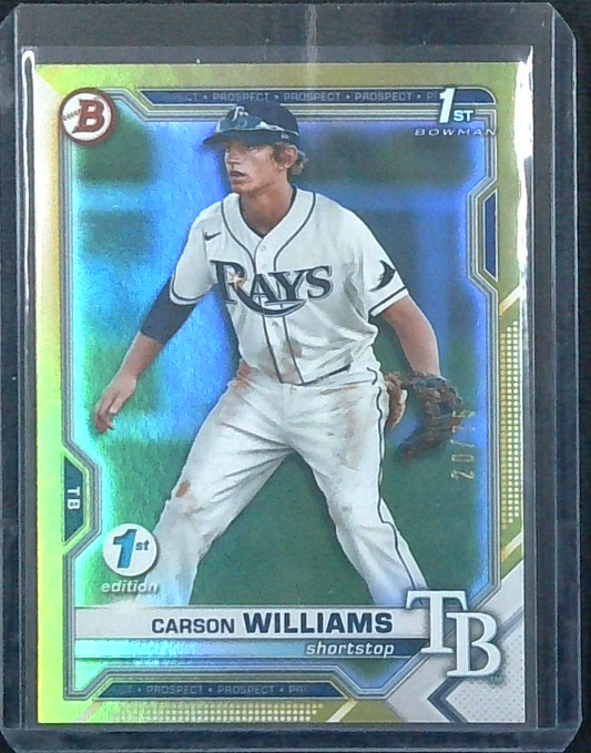 2021 Bowman 1st Edition Carson Williams Yellow Foil /75