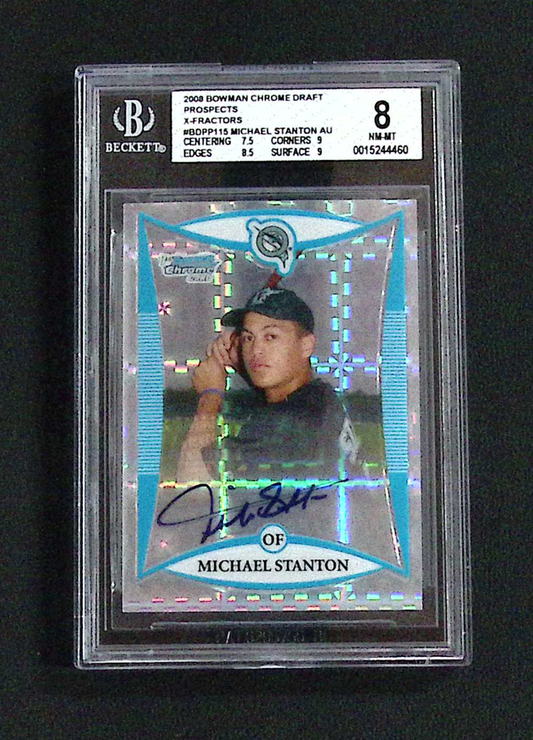 2008 Bowman Chrome Giancarlo (Michael) Stanton 1st Bowman X-Fractor Auto /225 BGS 8