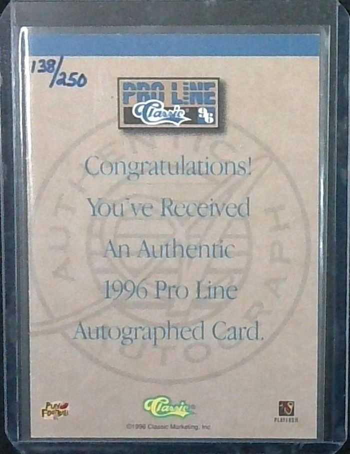 1996 Pro Line Classic Willie McGinest Gold 138/250 Auto