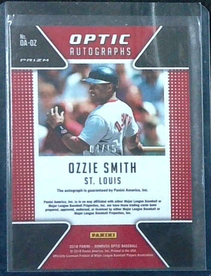 2018 Optic Autographs Ozzie Smith 04/15