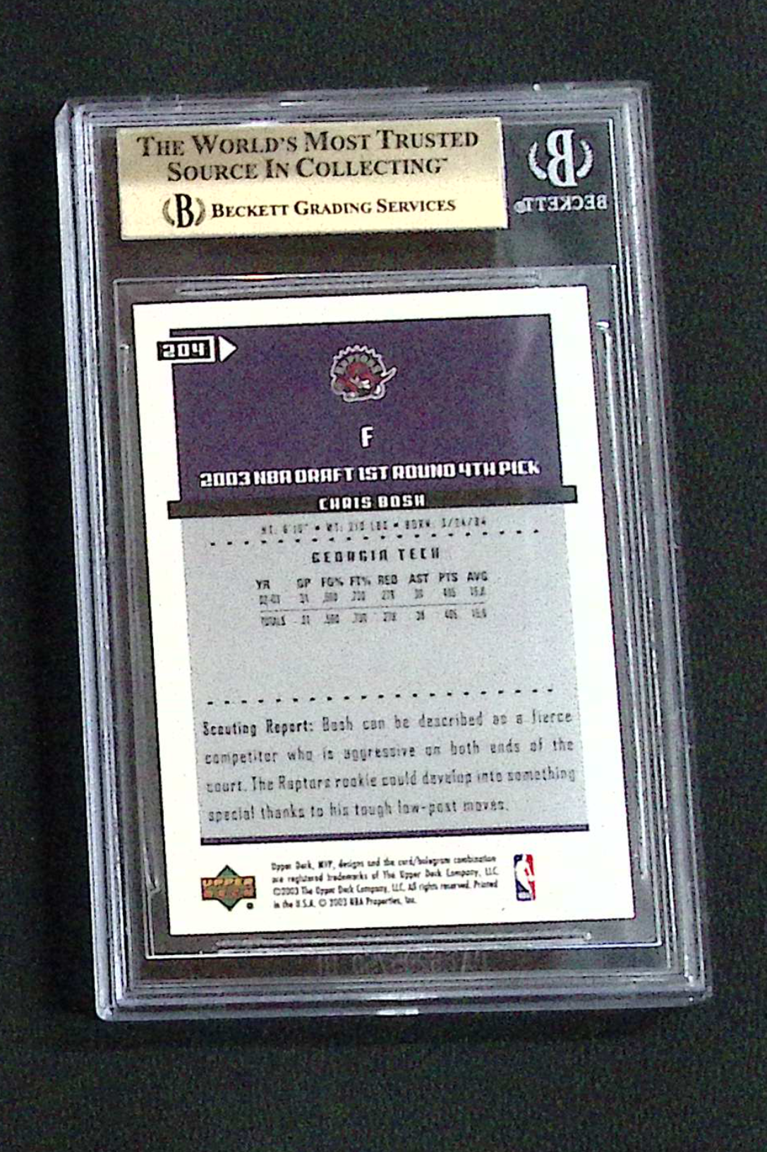 2003/04 Upper Deck MVP Chris Bosh Rookie BGS 9.5 Gem Mint
