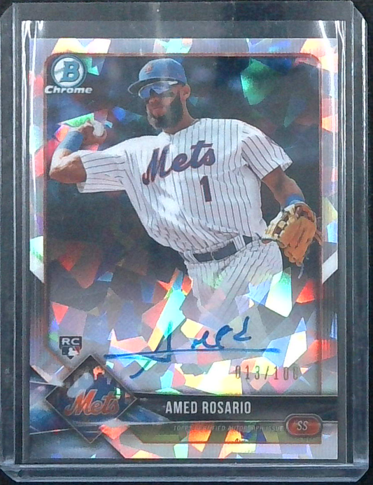 2018 Bowman Chrome Atomic Refractor Amed Rosario ROOKIE AUTO /100