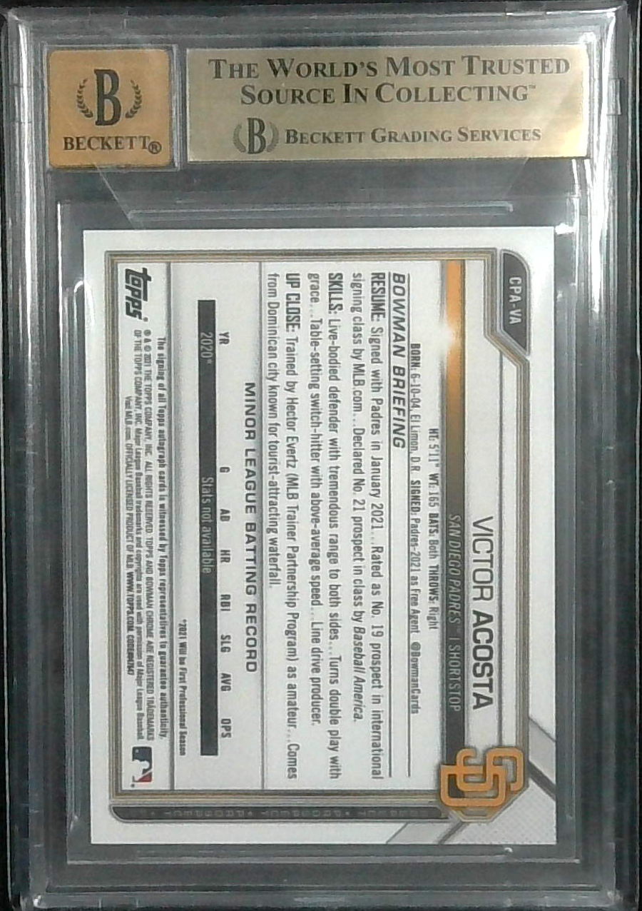 2021 Bowman Chrome Prospect Victor Acosta ROOKIE AUTO #CPA-VA BGS 9.5