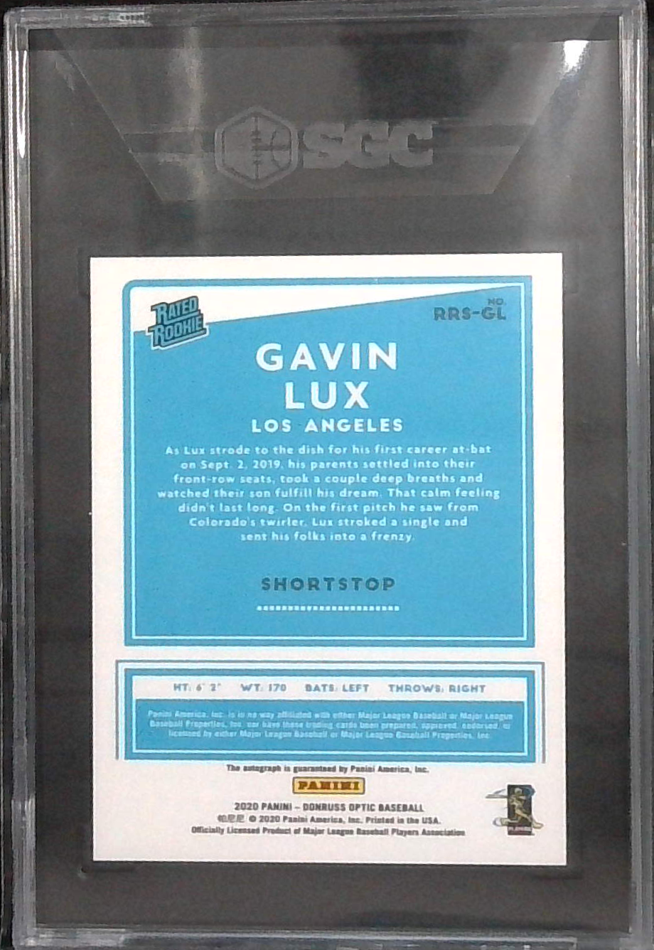 2020 Donruss Optic Gavin Lux ROOKIE AUTO SGC 8.5
