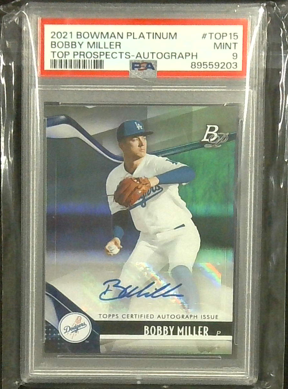 2021 Bowman Platinum Bobby Miller Auto PSA 9