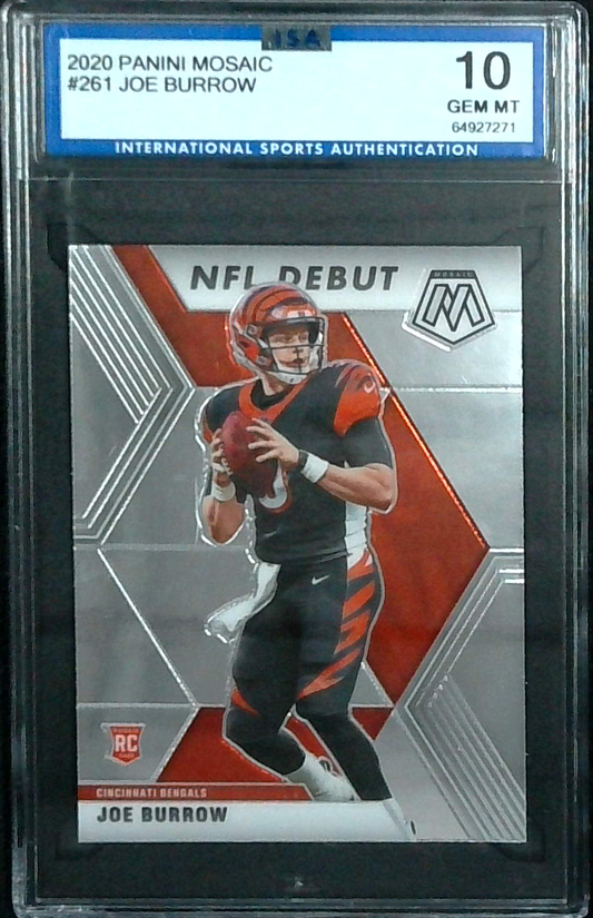 2020 Panini Mosaic NFL Debut Joe Burrow Rookie ISA 10