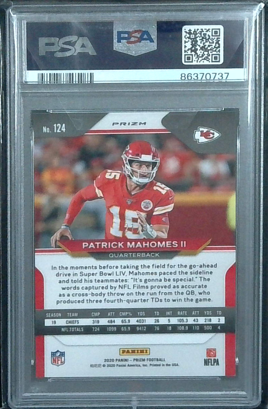 2020 PRIZM BLUE ICE PRIZM PATRICK MAHOMES /99 PSA 9