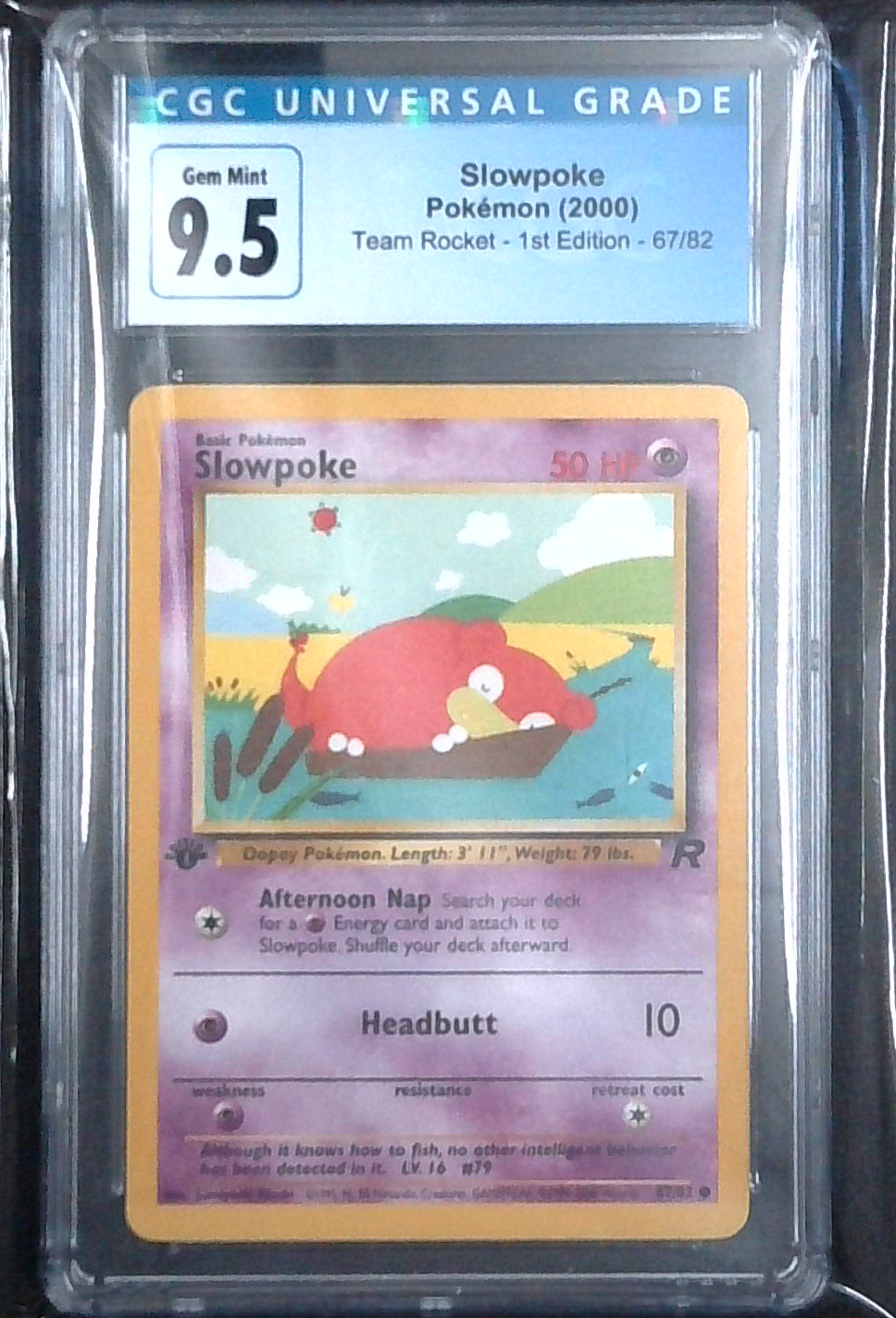 2000- Pokemon Slowpoke Team Rocket 1st Edition 67/82 Cgc Gem Mint 9.5