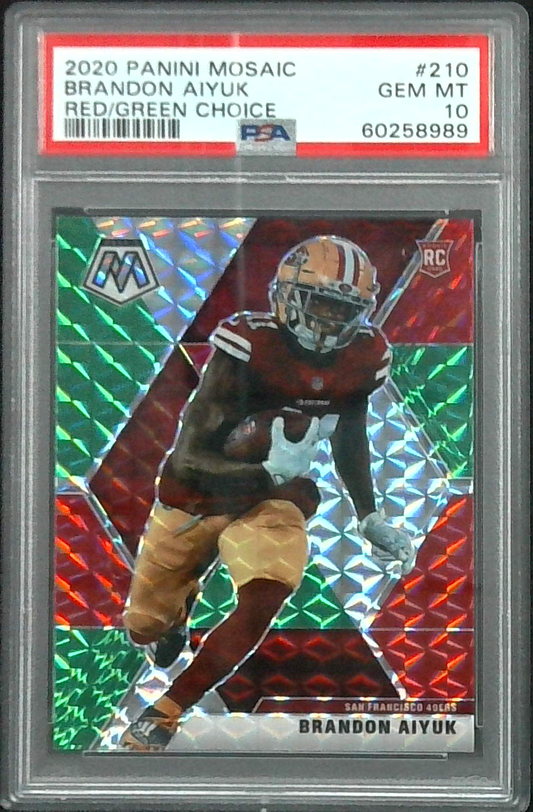 2020 Panini Mosaic #210 Brandon Aiyuk Rookie Red Green Choice PSA 10
