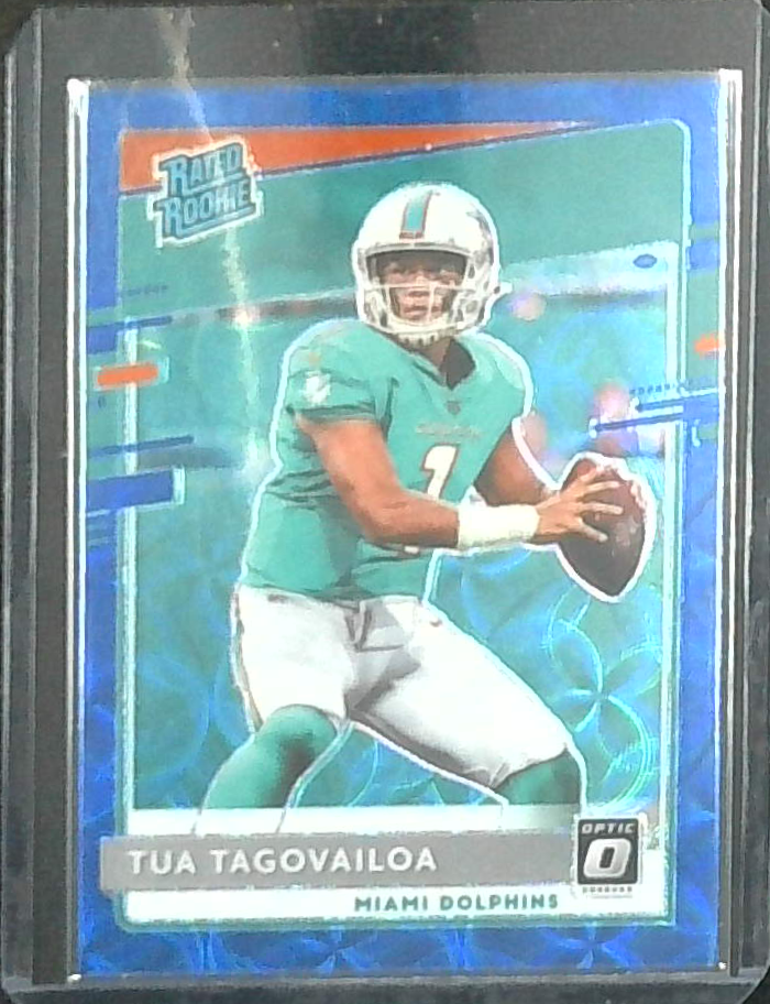 2020 Donruss Optic Tua Tagovailoa Blue Scope Prizm Rated Rookie RC #152 Dolphins