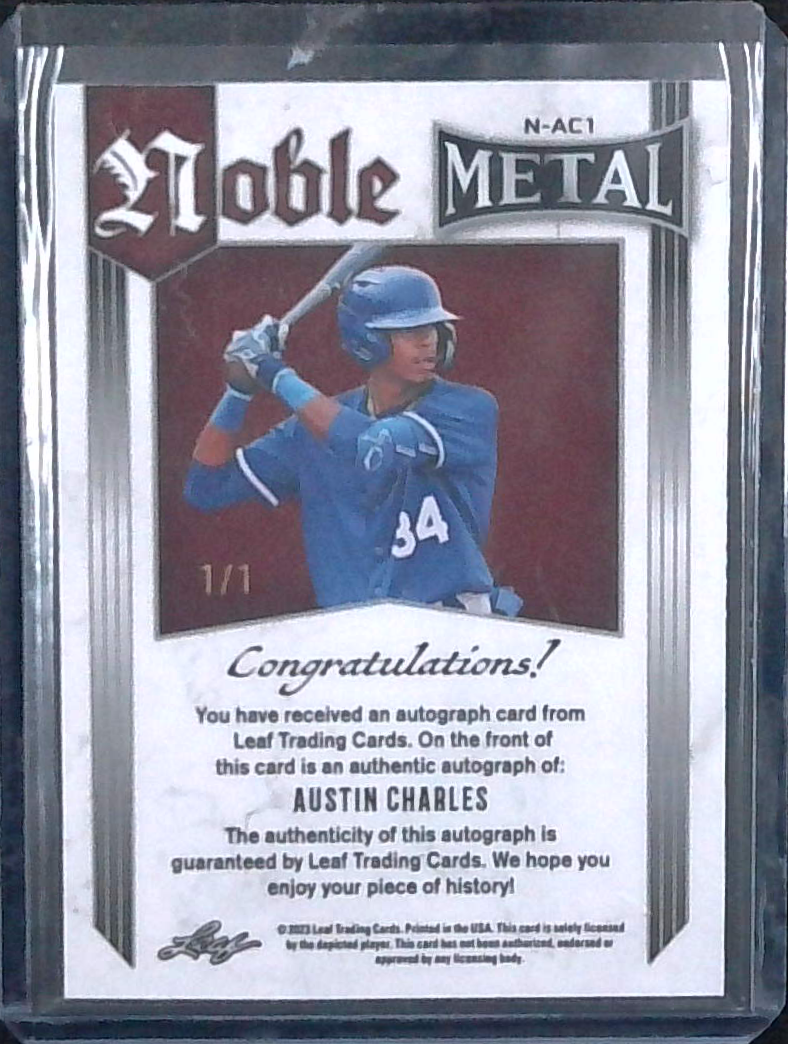 2023 Leaf Metal Austin Charles Orange Mojo Noble Auto 1/1