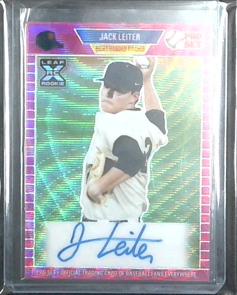 Jack Leiter 2021 Leaf Pro Set Pink Wave Rookie Auto 15/15 Texas Rangers