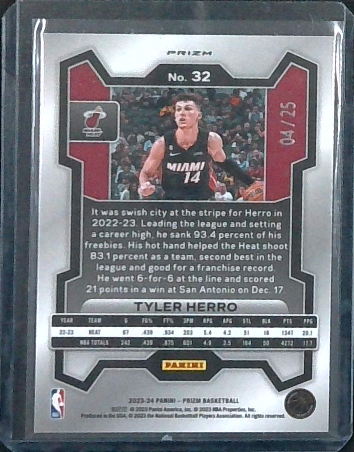 2023-24 Panini Prizm Basketball Tyler Herro Heat Green Pulsar /25