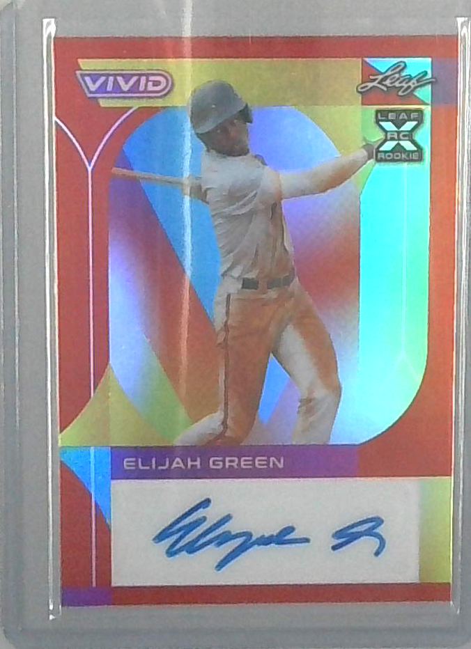 2022 Leaf Vivid Elijah Green RC Auto Red /35