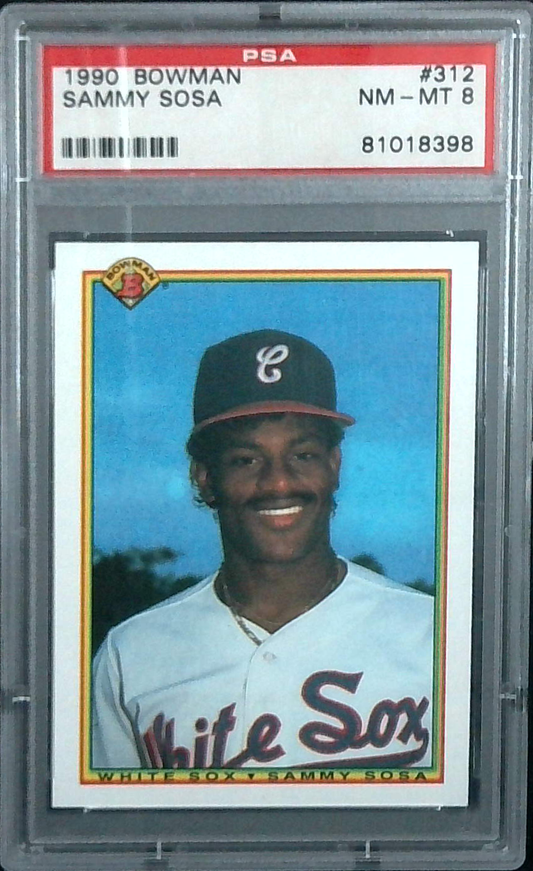 1990 BOWMAN BASEBALL #312 SAMMY SOSA PSA 8