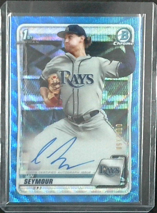 2020 BOWMAN DRAFT IAN SEYMOUR BLUE WAVE REFRACTOR AUTO /150