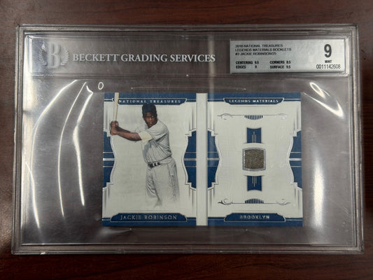 2018 Panini National Treasures Jackie Robinson Legends Materials Booklet /25 BGS 9