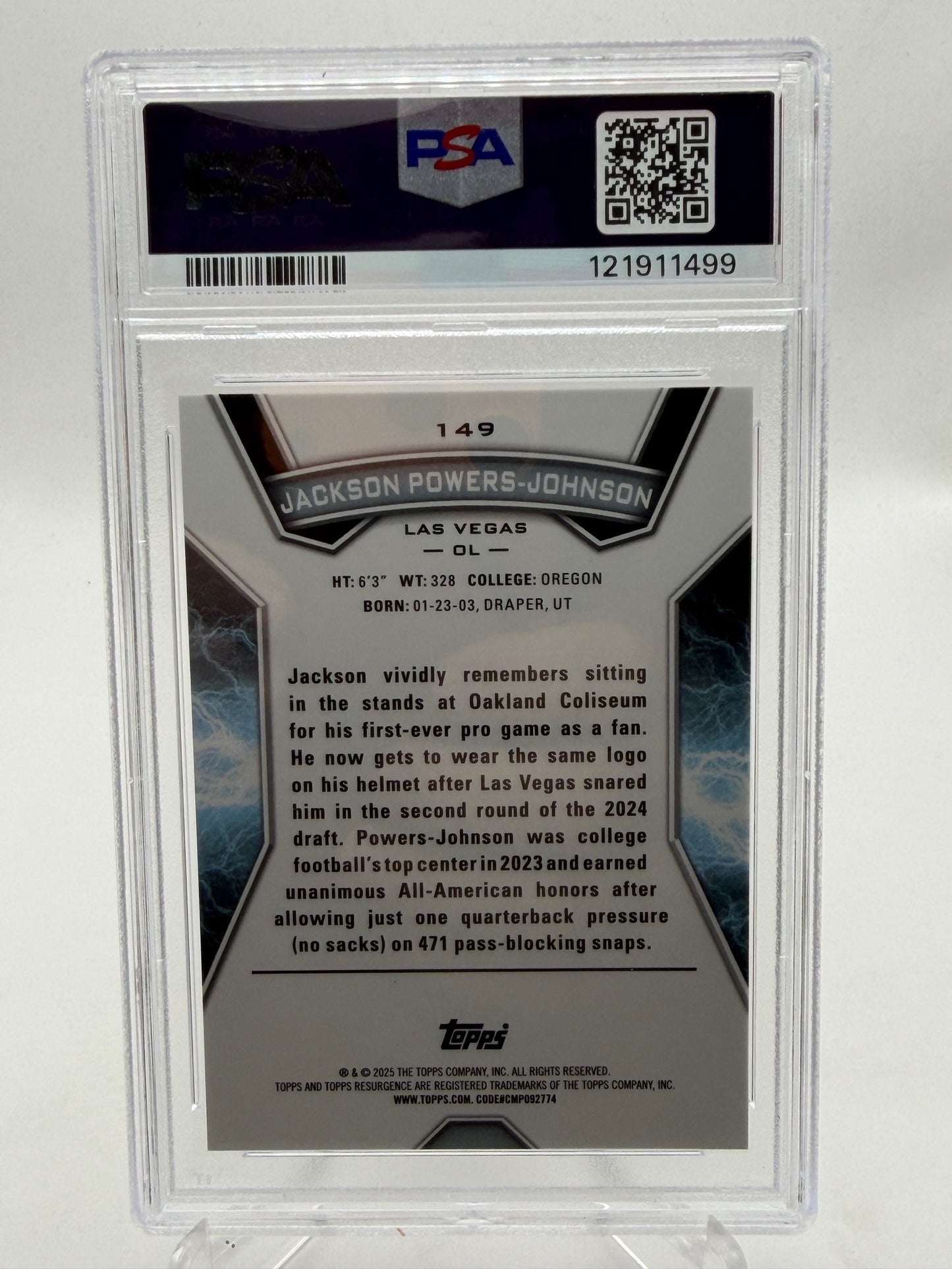 2024 Topps Resurgence Rookie Jackson Powers-Johnson #149 (RC) Red /5 PSA 10