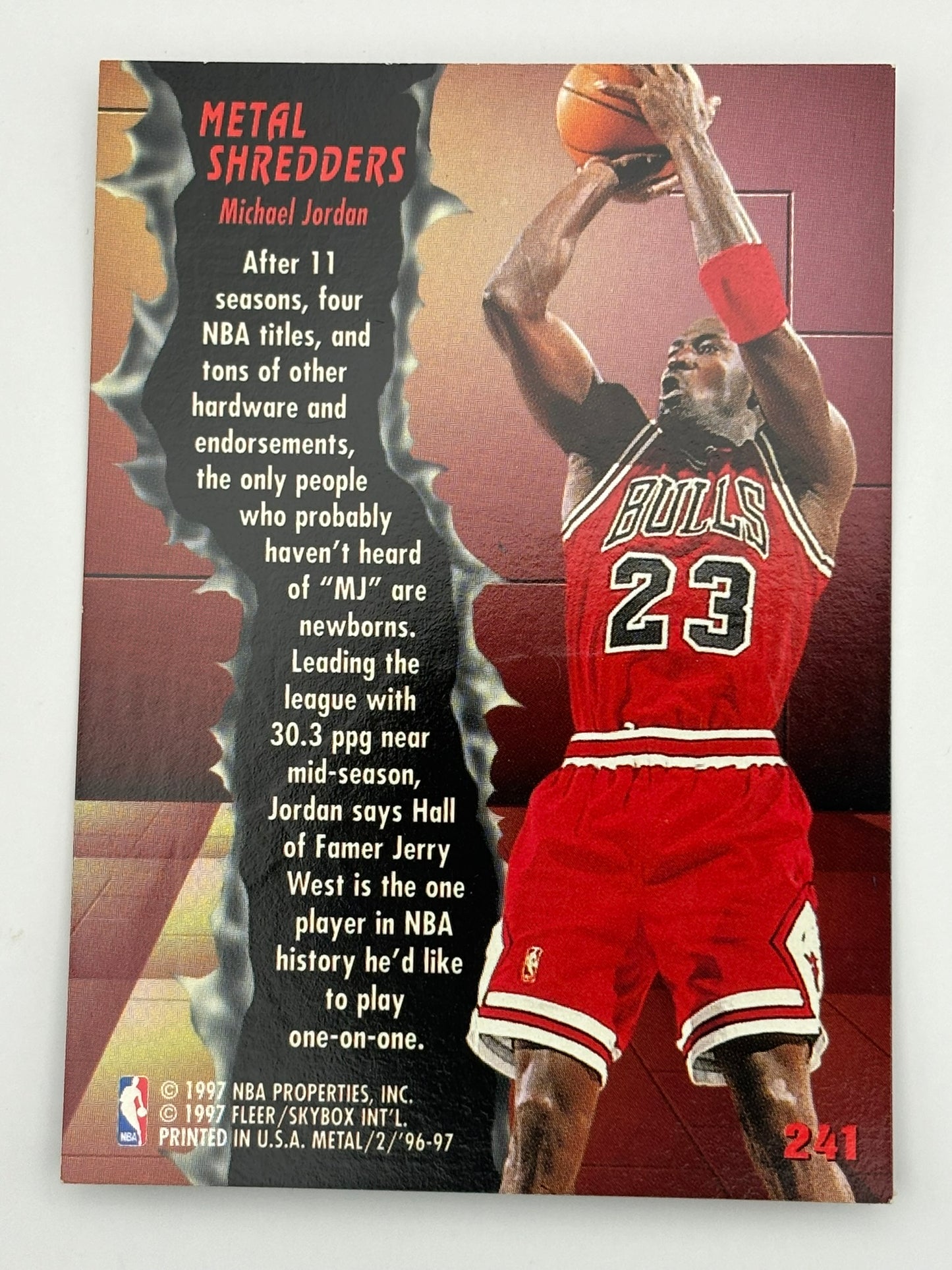 1997 Fleer Metal 96-97 Metal Shredders MICHAEL JORDAN #241 Chicago Bulls