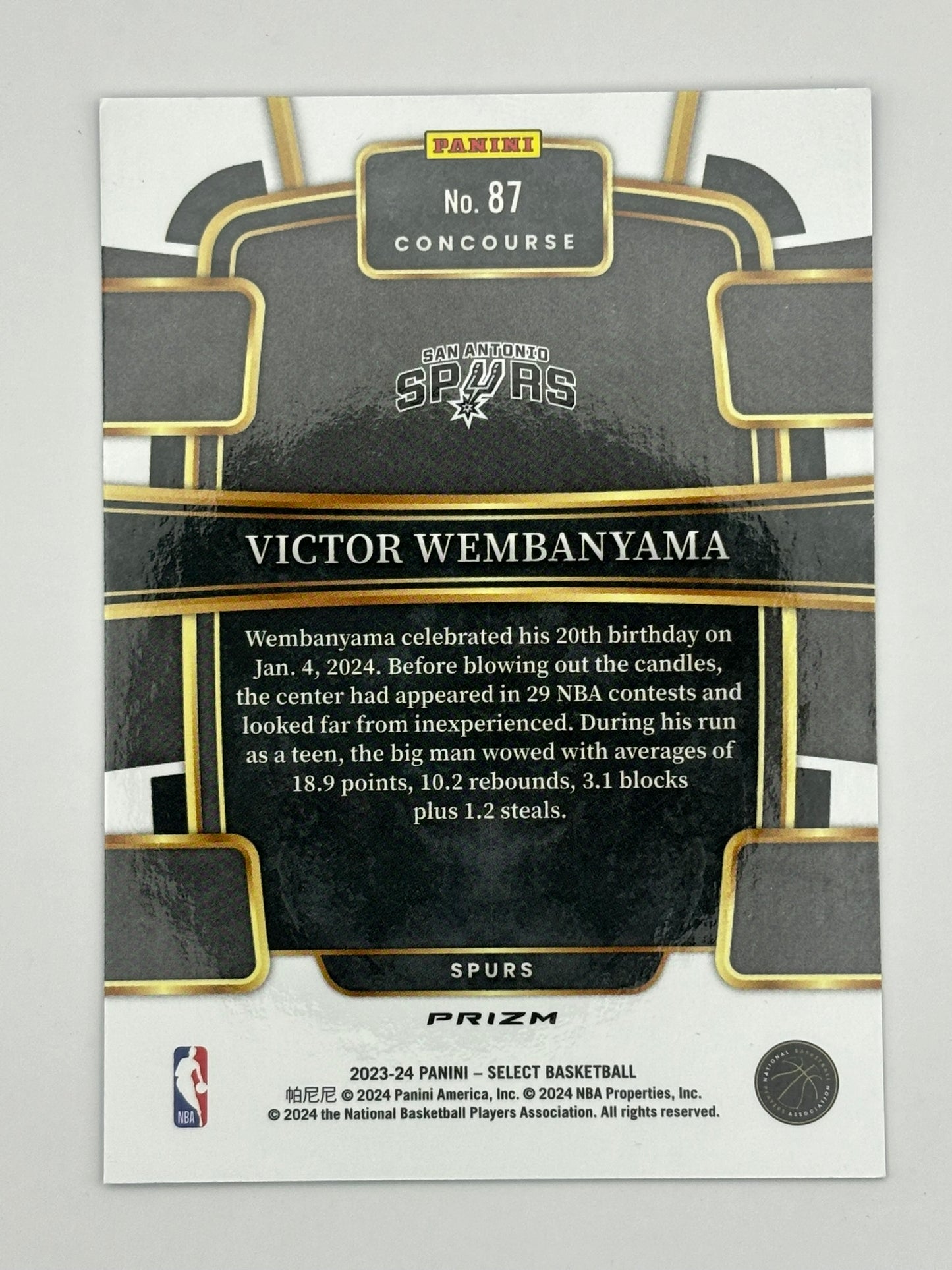 2023-24 Select Victor Wembanyama Concourse Silver Prizm Rookie