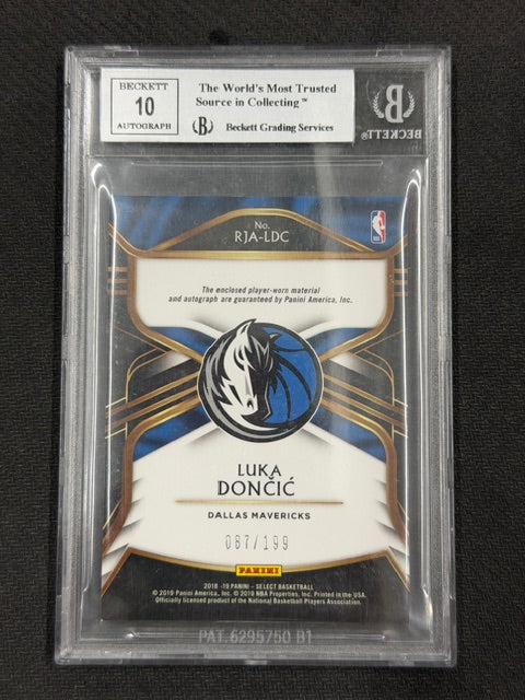 2018-19 Panini Select Luka Doncic RC Rookie Jersey /199 BGS 8.5 w/ 10 AUTO