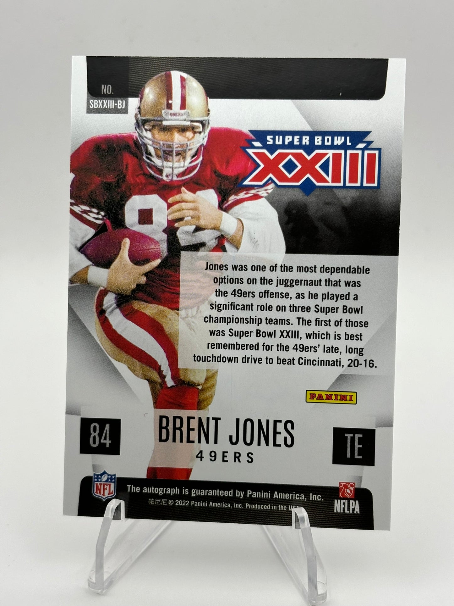 2022 Panini Select Super Bowl Signatures Brent Jones #SBXXIII-BJ Auto