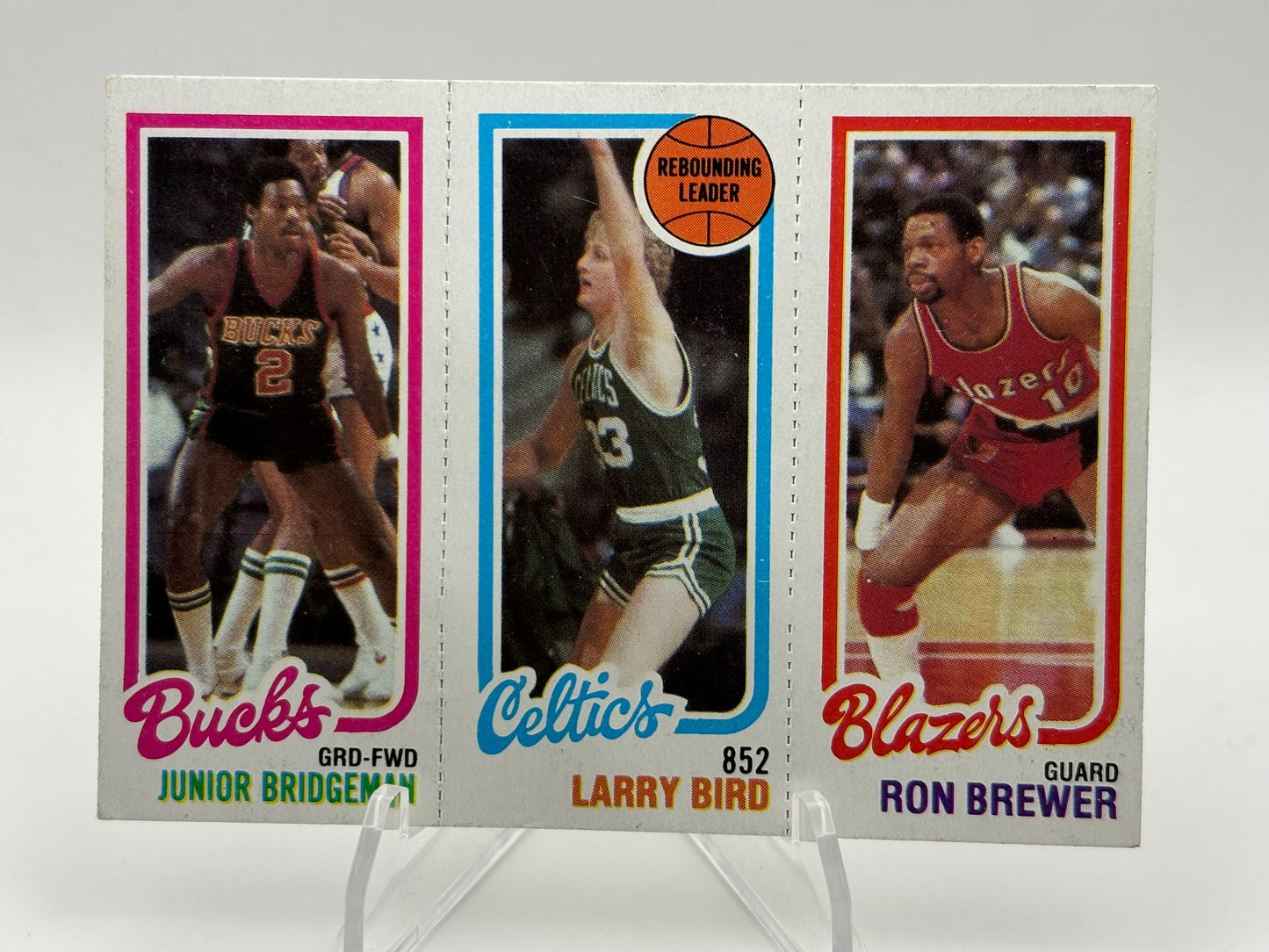 LARRY BIRD BRIDGEMAN RON BREWER 1980 TOPPS REBOUNDING LEADERS ROOKIE CELTICS
