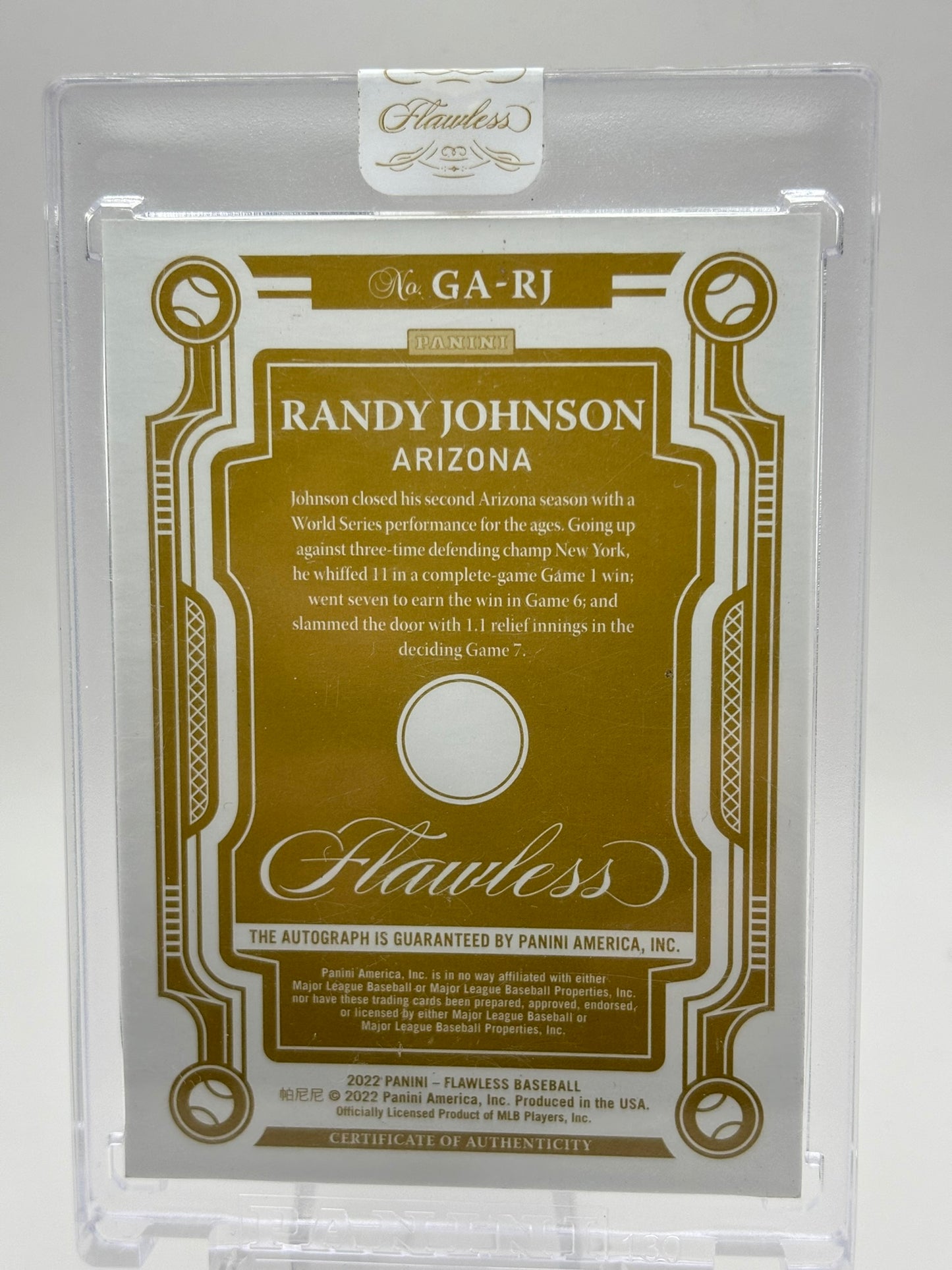 2022 Panini Flawless Greats Ruby Randy Johnson AUTO 03/10