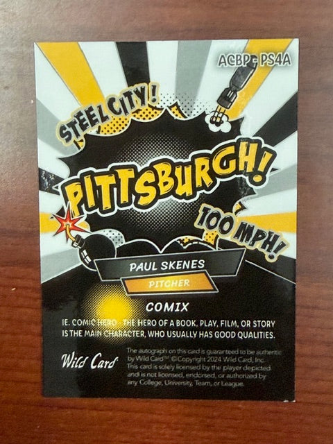 PAUL SKENES 2024 WILD CARD ALUMINATION COMIX ROOKIE AUTOGRAPH AUTO 1/1 RC