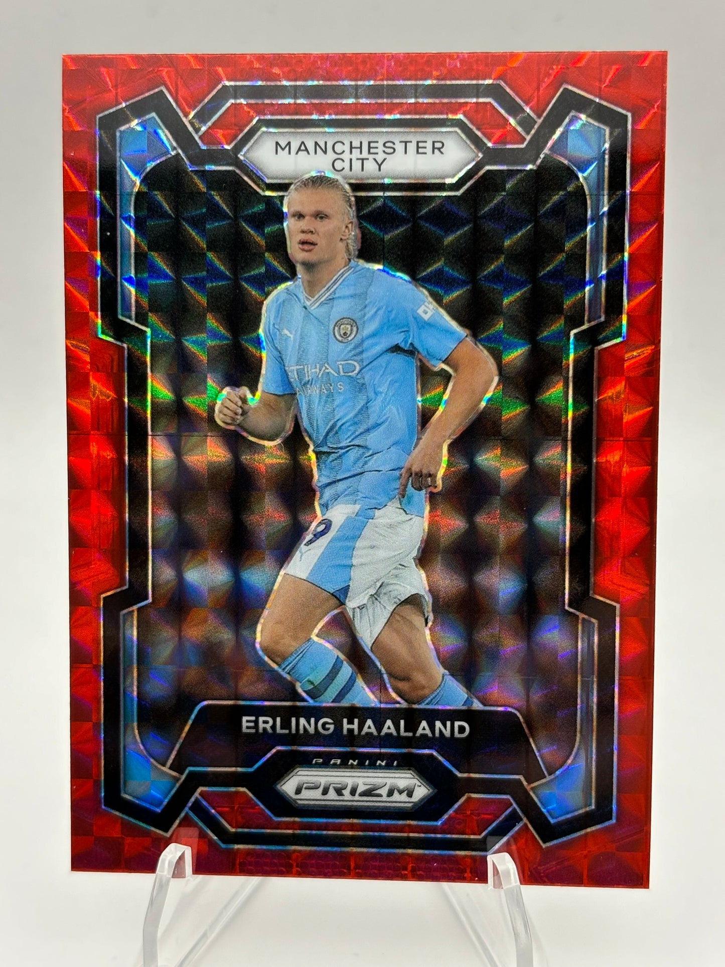 2023-24 Panini Prizm Premier League ERLING HAALAND #3 Red Mosaic Manchester City