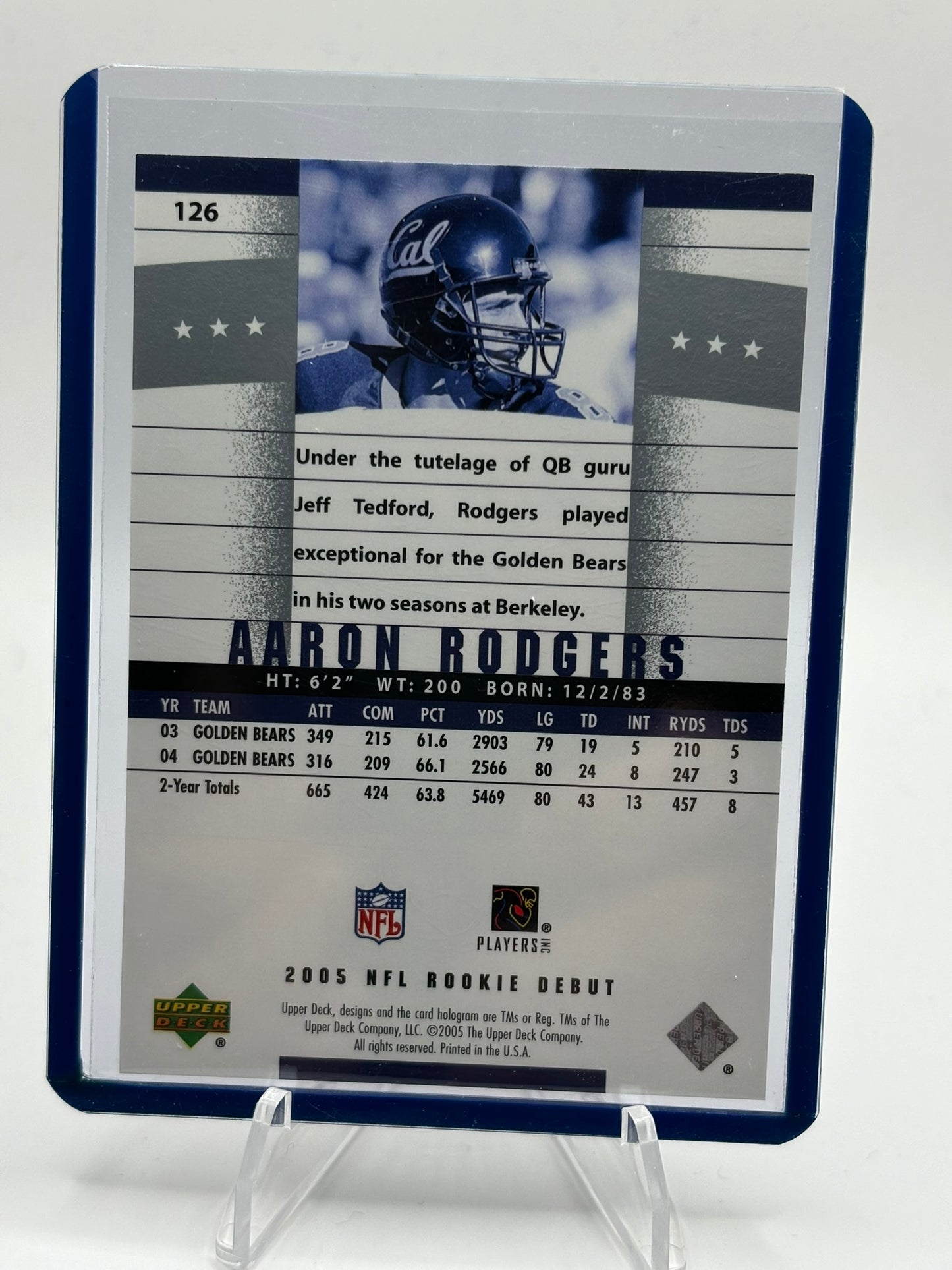 2005 Upper Deck Rookie Debut #126 Aaron Rodgers ROOKIE RC PACKERS