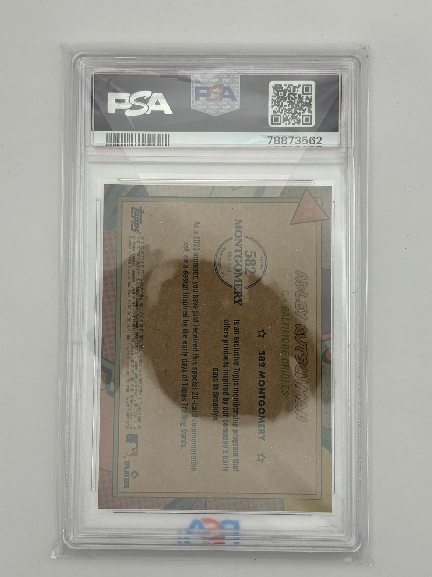 2023 Topps 582 Montgomery Club Adley Rutschman Rookie PSA 10