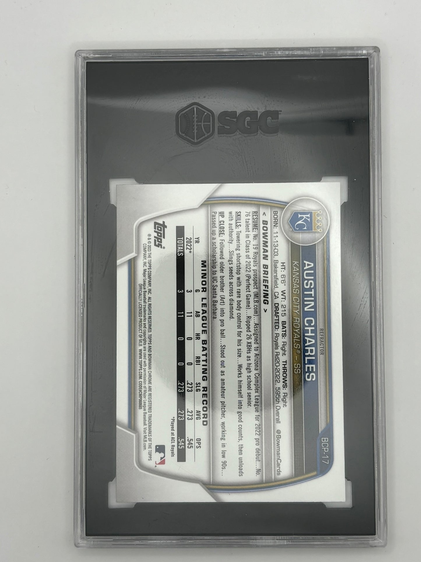 2023 Bowman Austin Charles 1st Bowman Lunar Glow SGC 10