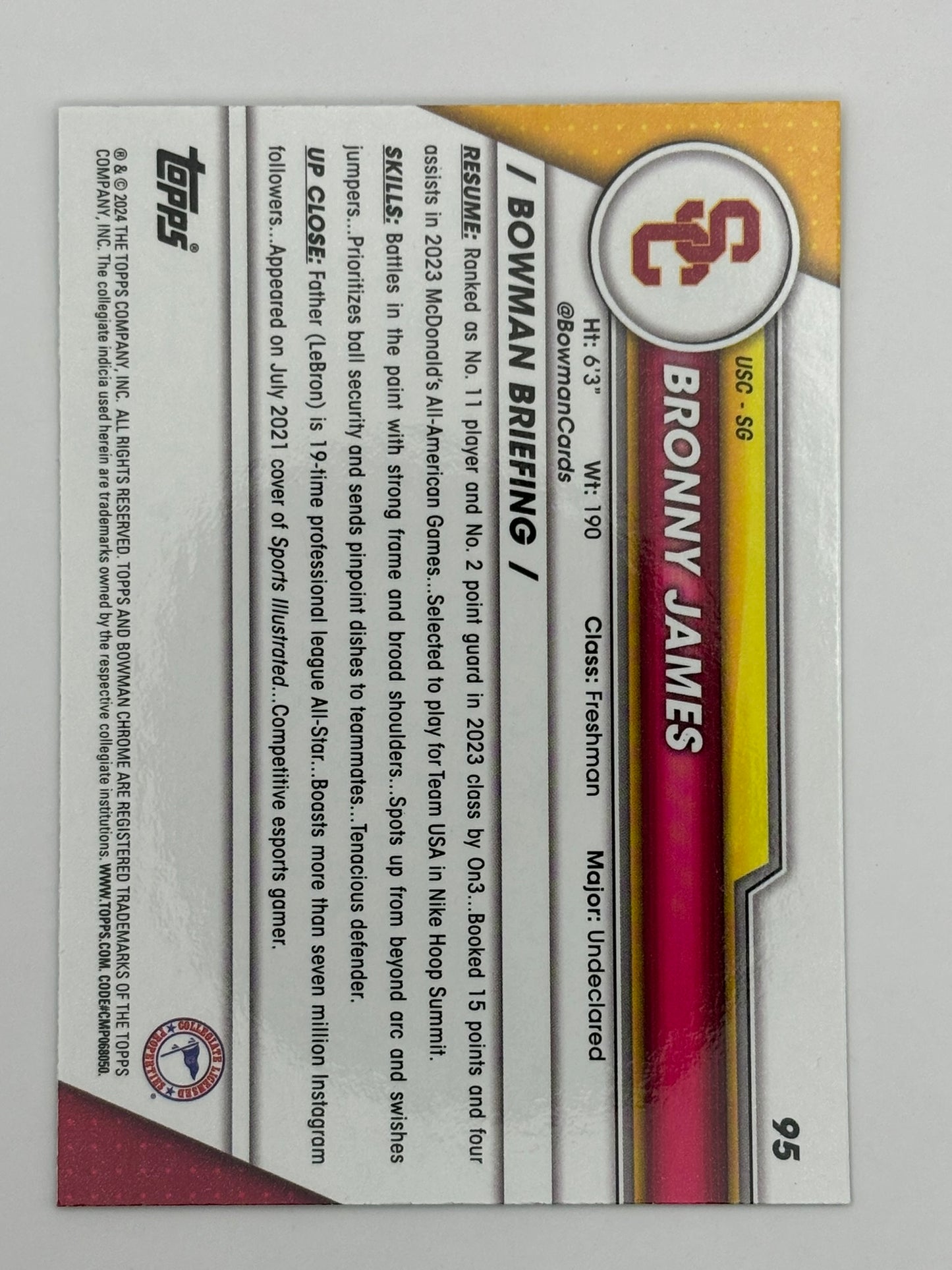 2024 Bowman U Bronny James 1st Bowman Xfractor