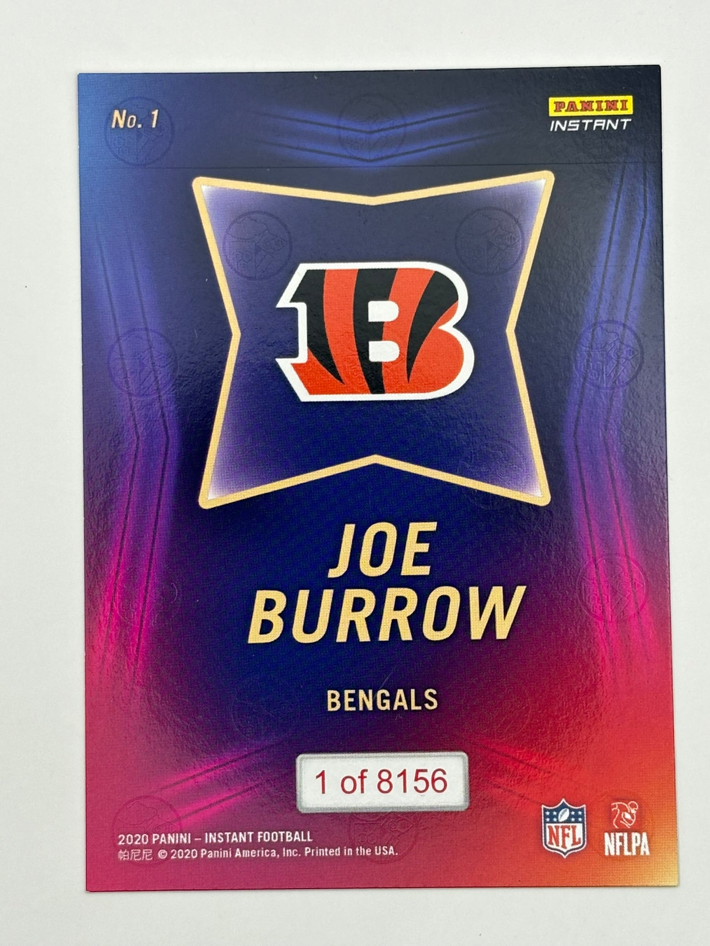 2020 Panini Instant Joe Burrow Rookie /8156