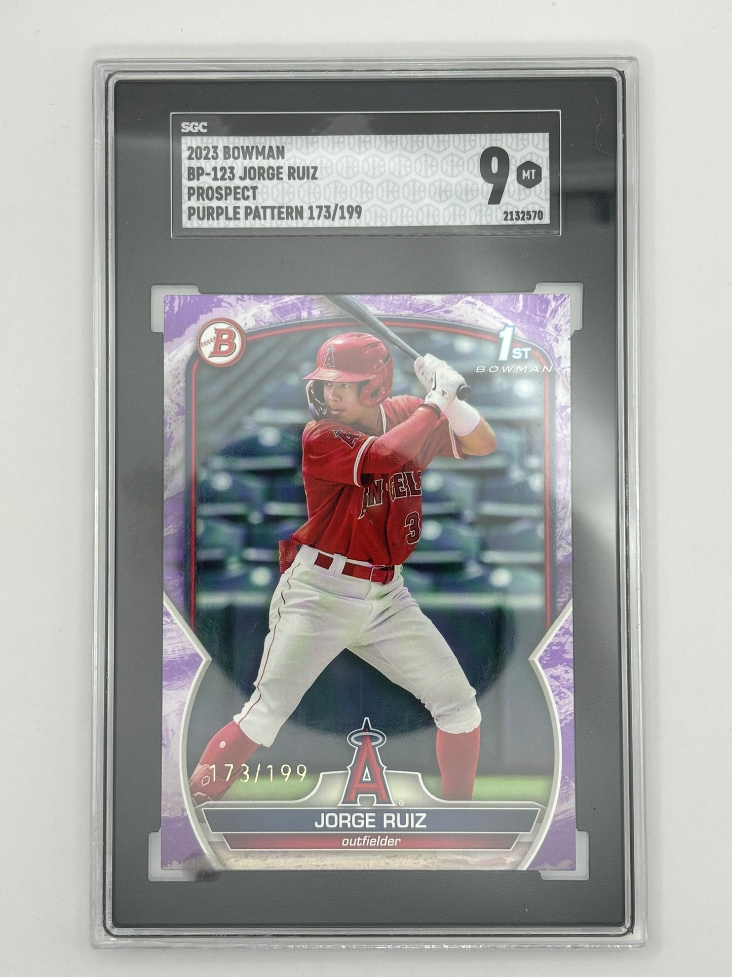 2023 Bowman Jorge Ruiz 1st Purple Lunar /199 SGC 9
