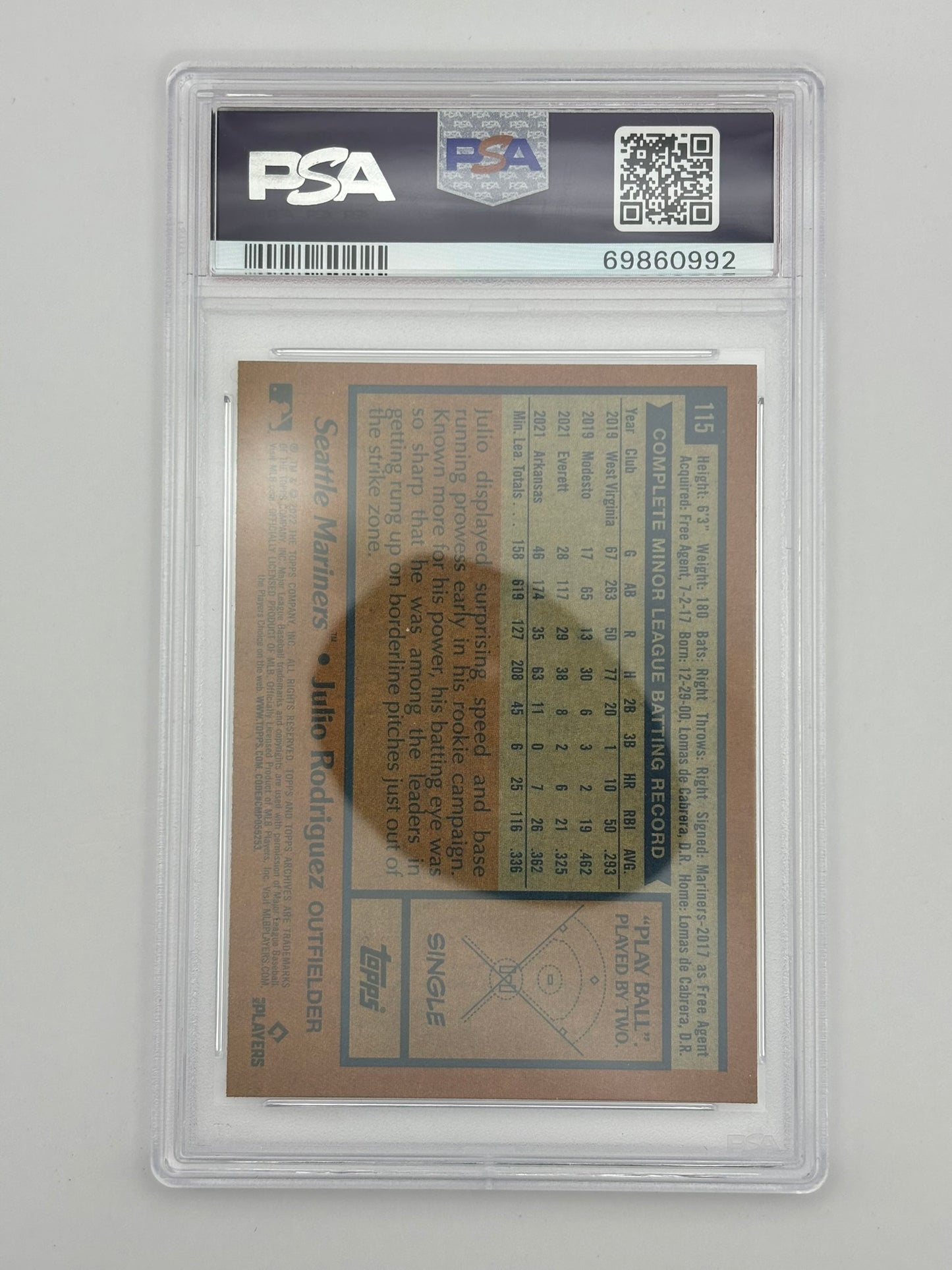 2022 Topps Archives Julio Rodriguez Rookie PSA 10