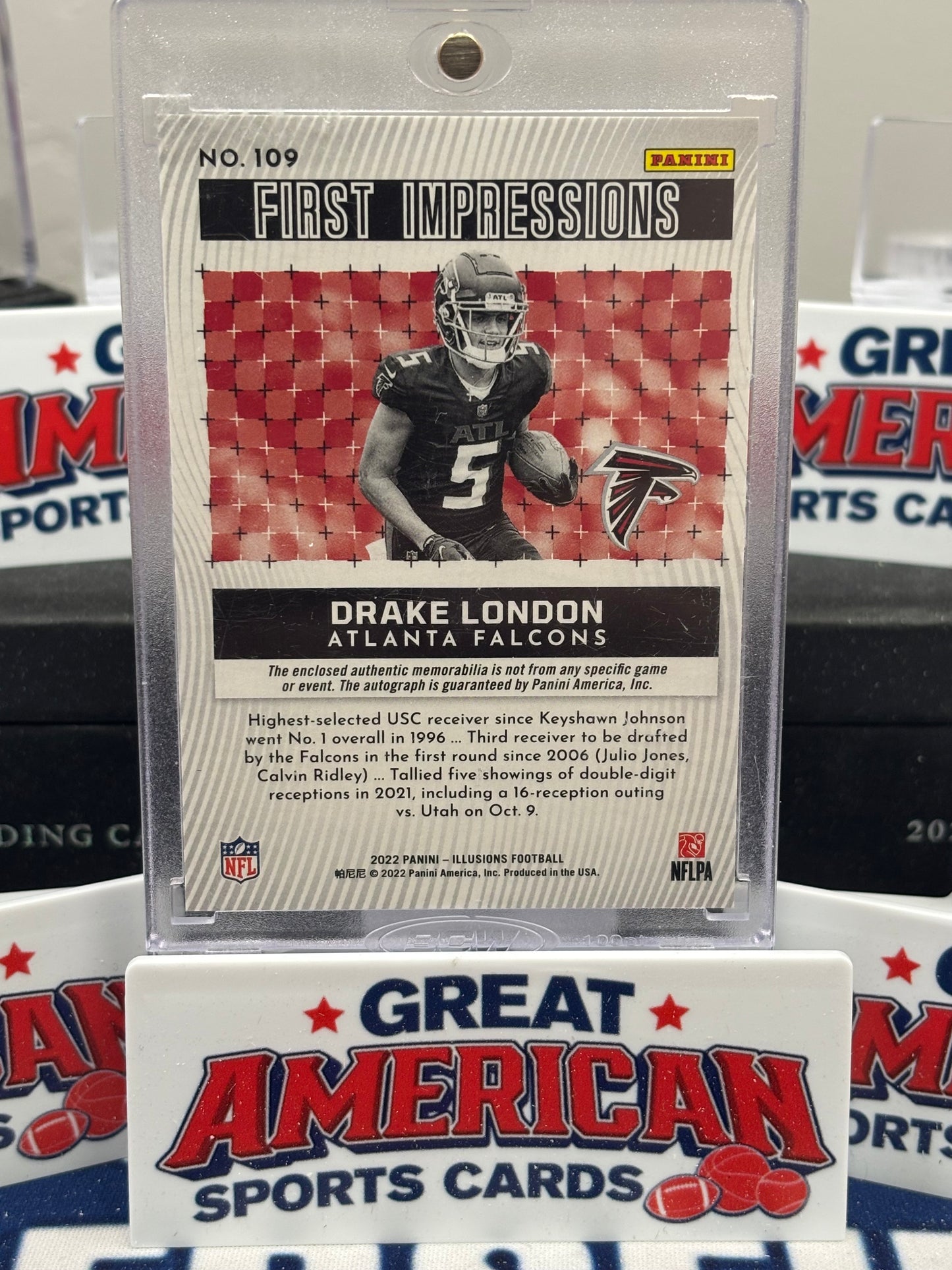 2022 Panini Illusions Football Drake London First Impressions RPA /10 RC Rookie Falcons