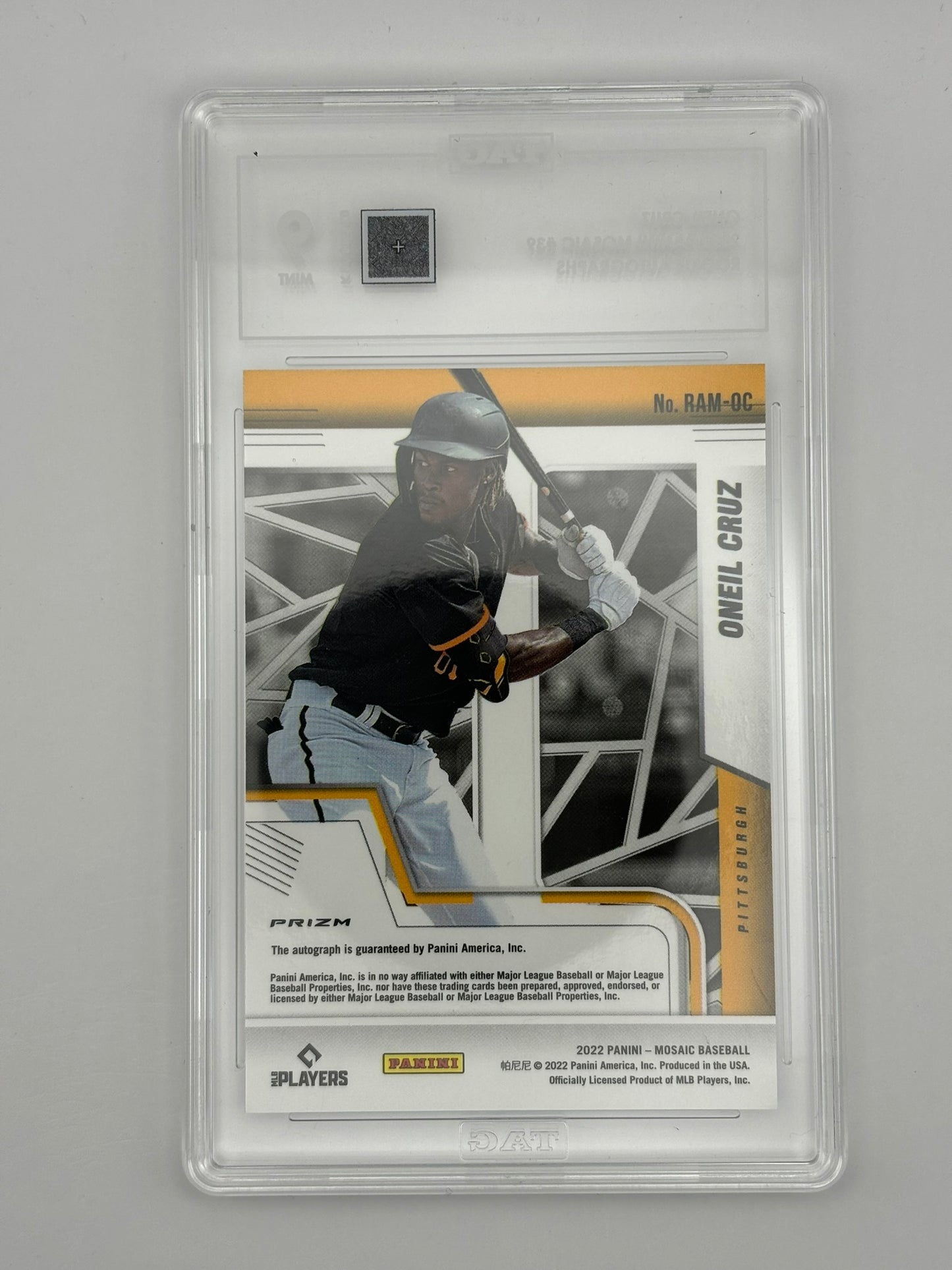 2022 Mosaic Baseball Oneil Cruz Mosaic Rookie Auto TAG 9