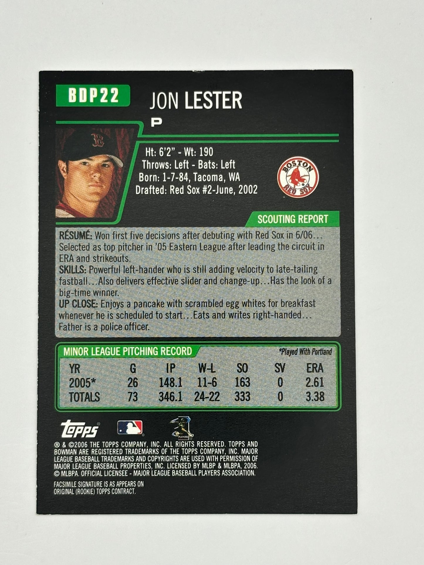 2006 Bowman Jon Lester Rookie