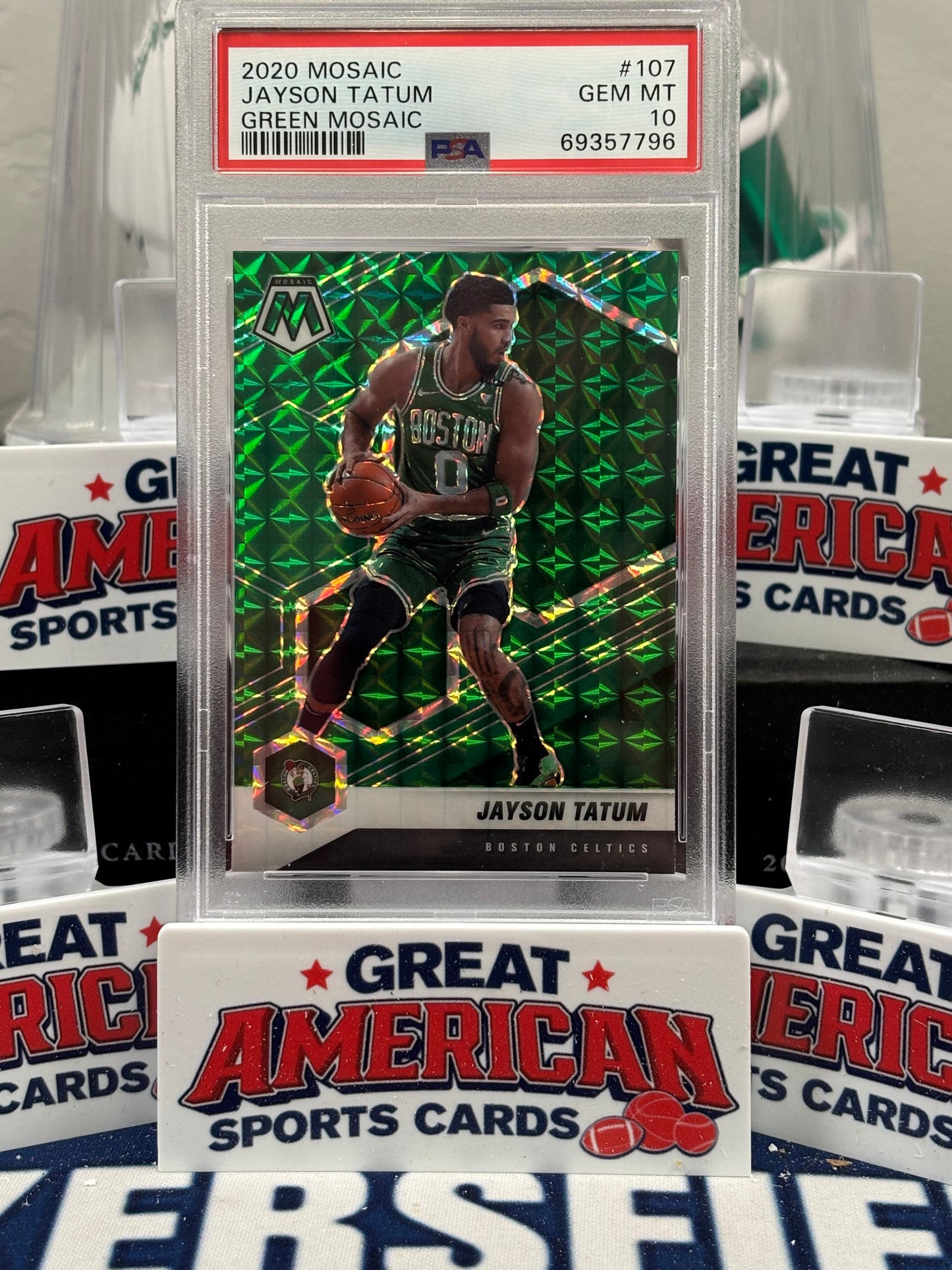2020 Mosaic Jayson Tatum Green Mosaic PSA GEM MT 10 Boston Celtics