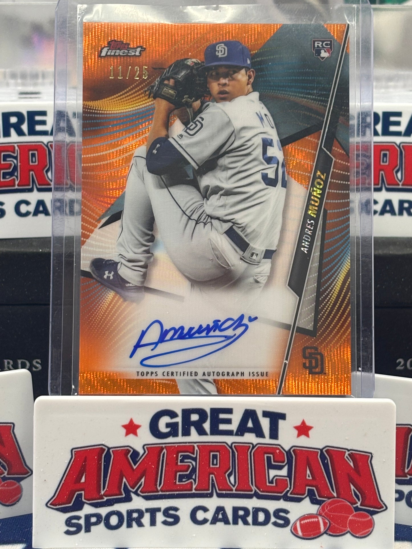 2020 Topps Finest Andres Munoz Rookie RC Auto /25 Orange